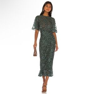 Tularosa Revolve Ziggy Midi Dress In Hunter Green Dainty Floral Size M BNWOT